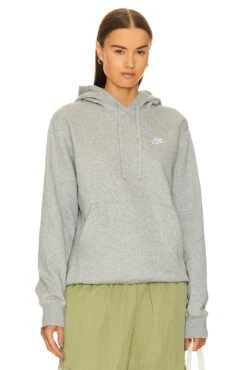 Nike Nsw Club Hoodie Grey Heather, Matte Silver, & White