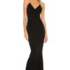 Norma Kamali Racer Fishtail Gown Black & Nude Mesh -Hot Sale Clothing Store NKAM WD234 V1