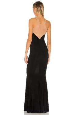 Norma Kamali Racer Fishtail Gown Black & Nude Mesh 7 Norma Kamali Racer Fishtail Gown Black & Nude Mesh -Hot Sale Clothing Store NKAM WD234 V3