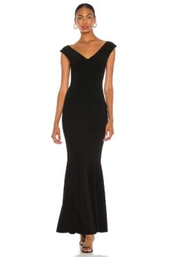 Norma Kamali Grace Fishtail Gown Black