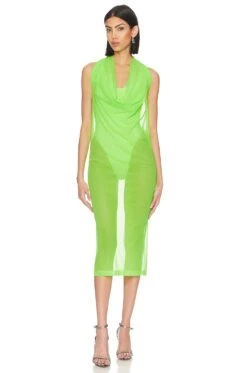 Norma Kamali All In One Gown Neon Green -Hot Sale Clothing Store NKAM WD441 V3