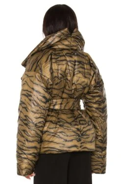 Norma Kamali Sleeping Bag Short Coat Brown Tiger -Hot Sale Clothing Store NKAM WO121 V4
