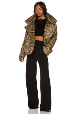 Norma Kamali Sleeping Bag Short Coat Brown Tiger -Hot Sale Clothing Store NKAM WO121 V5