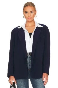 Norma Kamali Oversized Double Breasted Jacket True Navy