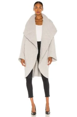 Norma Kamali Shawl Collar Coat Heather Grey
