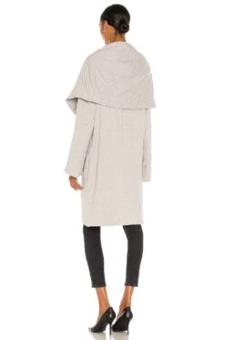 Norma Kamali Shawl Collar Coat Heather Grey -Hot Sale Clothing Store NKAM WO97 V3