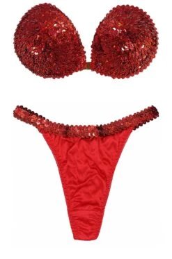 Spangle Bra & Panties Set Ruby