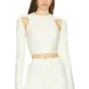 Off-White Sleek Long Sleeve Crop Top White -Hot Sale Clothing Store OFFR WS133 V1