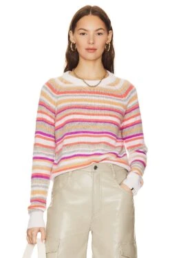 Blakely Cashmere Pullover Coral Combo