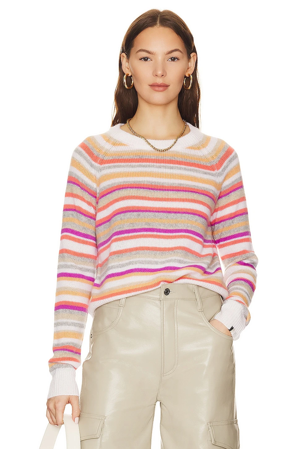 Blakely Cashmere Pullover Coral Combo 3 Blakely Cashmere Pullover Coral Combo