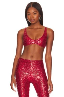 Shine On Sequin Bra Red