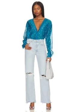 OSEREE Gem Shirt Turquoise & Crystal -Hot Sale Clothing Store OSSE WS14 V5