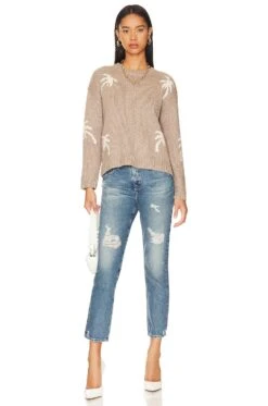 RAILS Zoey Sweater Oatmeal Ivory Palms -Hot Sale Clothing Store RAIL WK120 V4