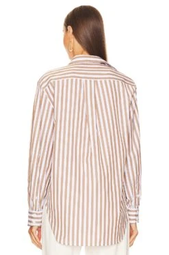 Rag & Bone Maxine Button Down Shirt Brown Stripe -Hot Sale Clothing Store RGBR WS473 V3