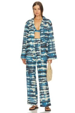 Dora Pant Blue Tye Dye Multi -Hot Sale Clothing Store RONR WP72 V4