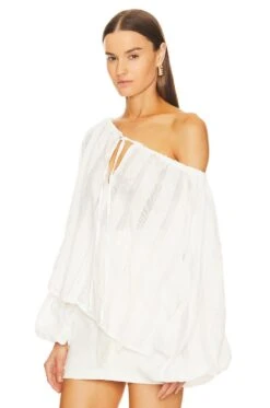 Stripe Detailed Blouse White Patterned -Hot Sale Clothing Store SCIL WS18 V3