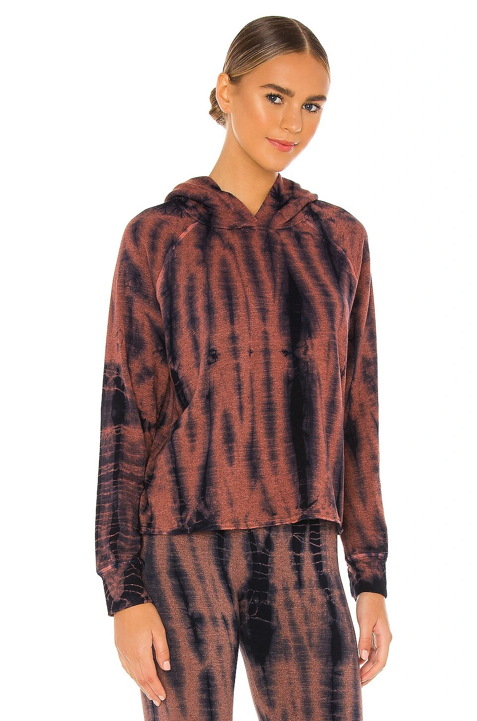 Cut Off Hoodie Brick & Navy Tie Dye 4 Cut Off Hoodie Brick & Navy Tie Dye - Image 2