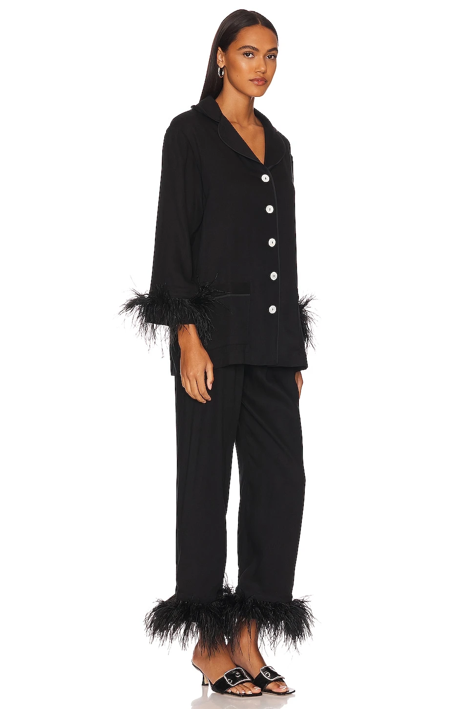 Party Pajama Set With Double Feathers Black 4 Party Pajama Set With Double Feathers Black - Image 2