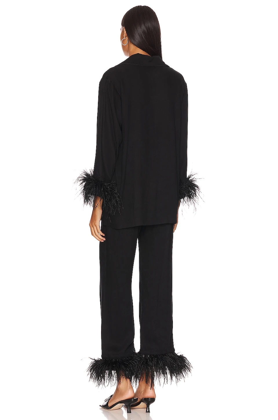 Party Pajama Set With Double Feathers Black 5 Party Pajama Set With Double Feathers Black - Image 3