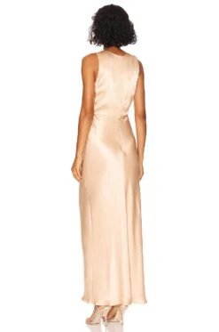 Shona Joy Felicity Plunged Tie Front Dress Porcini -Hot Sale Clothing Store SHON WD433 V3