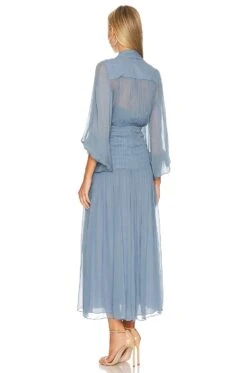 Shona Joy Lauren Ruched Midi Dress Dusty Blue -Hot Sale Clothing Store SHON WD453 V3