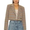 Steve Madden Rupi Cropped Blazer Grey Plaid -Hot Sale Clothing Store SMAD WO67 V1