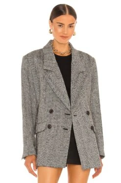 Oversized Blazer Black & Ivory Herringbone