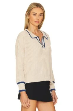 The Atalie Knit Top Oatmeal Cobalt -Hot Sale Clothing Store SNCI WK5 V2