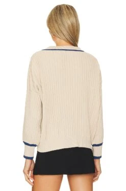 The Atalie Knit Top Oatmeal Cobalt -Hot Sale Clothing Store SNCI WK5 V3