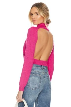 Lucia Open Back Sweater Pink