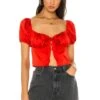 Lesley Tie Front Top Red 2 Lesley Tie Front Top Red -Hot Sale Clothing Store SPDW WS1065 V1
