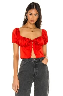 Lesley Tie Front Top Red