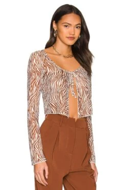 Tamara Tie Top Brown & White -Hot Sale Clothing Store SPDW WS1528 V2