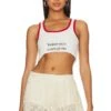 When What? Cropped Rib Tank White & Red -Hot Sale Clothing Store TLAU WS311 V1