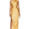 X REVOLVE Asymmetrical Draped Dress Gold -Hot Sale Clothing Store TSEI WD87 V1