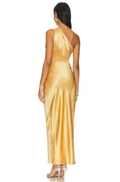X REVOLVE Asymmetrical Draped Dress Gold -Hot Sale Clothing Store TSEI WD87 V3