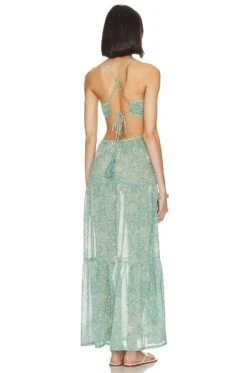 X Jetset Christina Tierra Maxi Dress Green Tropics -Hot Sale Clothing Store TULA WD1449 V5