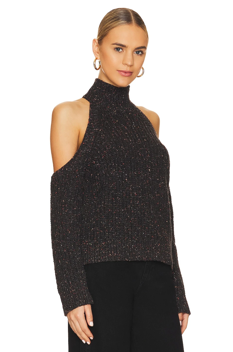 Gia Speckled Open Shoulder Sweater Black Confetti 4 Gia Speckled Open Shoulder Sweater Black Confetti - Image 2