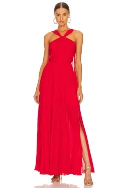 Peri Pleated Gown Wild Strawberry