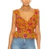Veronica Beard Randa Top Hot Orange Multi 1 Veronica Beard Randa Top Hot Orange Multi -Hot Sale Clothing Store VBRD WS114 V1