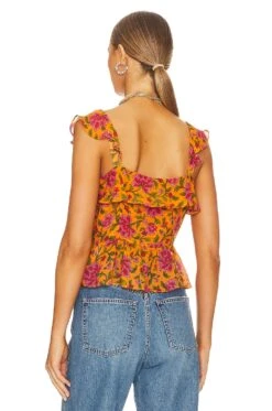 Veronica Beard Randa Top Hot Orange Multi -Hot Sale Clothing Store VBRD WS114 V3