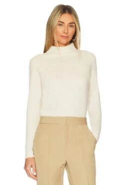 Vince Mock Neck Boiled Sweater Ecru -Hot Sale Clothing Store VINCE WK519 V1 1