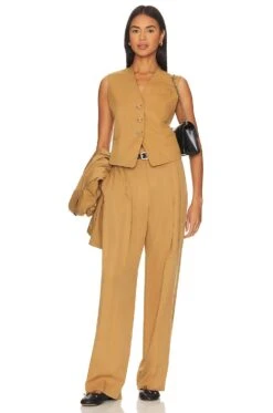 Vince Drop Waist Pleated Trouser Amber Wave -Hot Sale Clothing Store VINCE WP233 V4