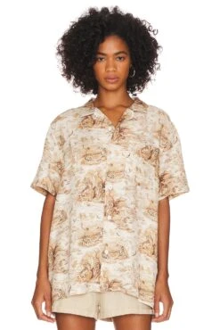 The Camp Shirt Taupe Tiger Scene 8 The Camp Shirt Taupe Tiger Scene -Hot Sale Clothing Store WAOR MS11W V2