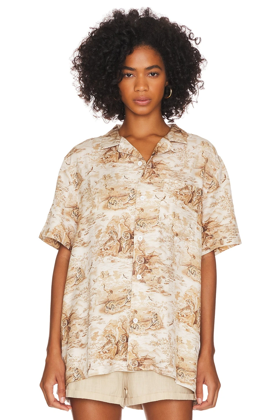 The Camp Shirt Taupe Tiger Scene 4 The Camp Shirt Taupe Tiger Scene - Image 2