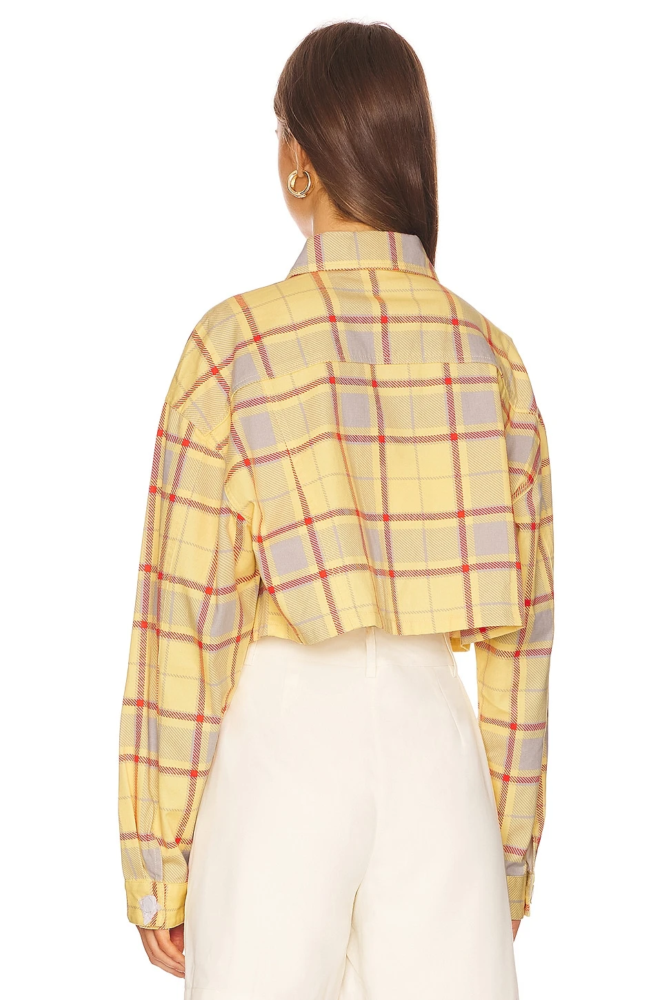 Cropped Denim Jacket Plaid 6 Cropped Denim Jacket Plaid - Image 4