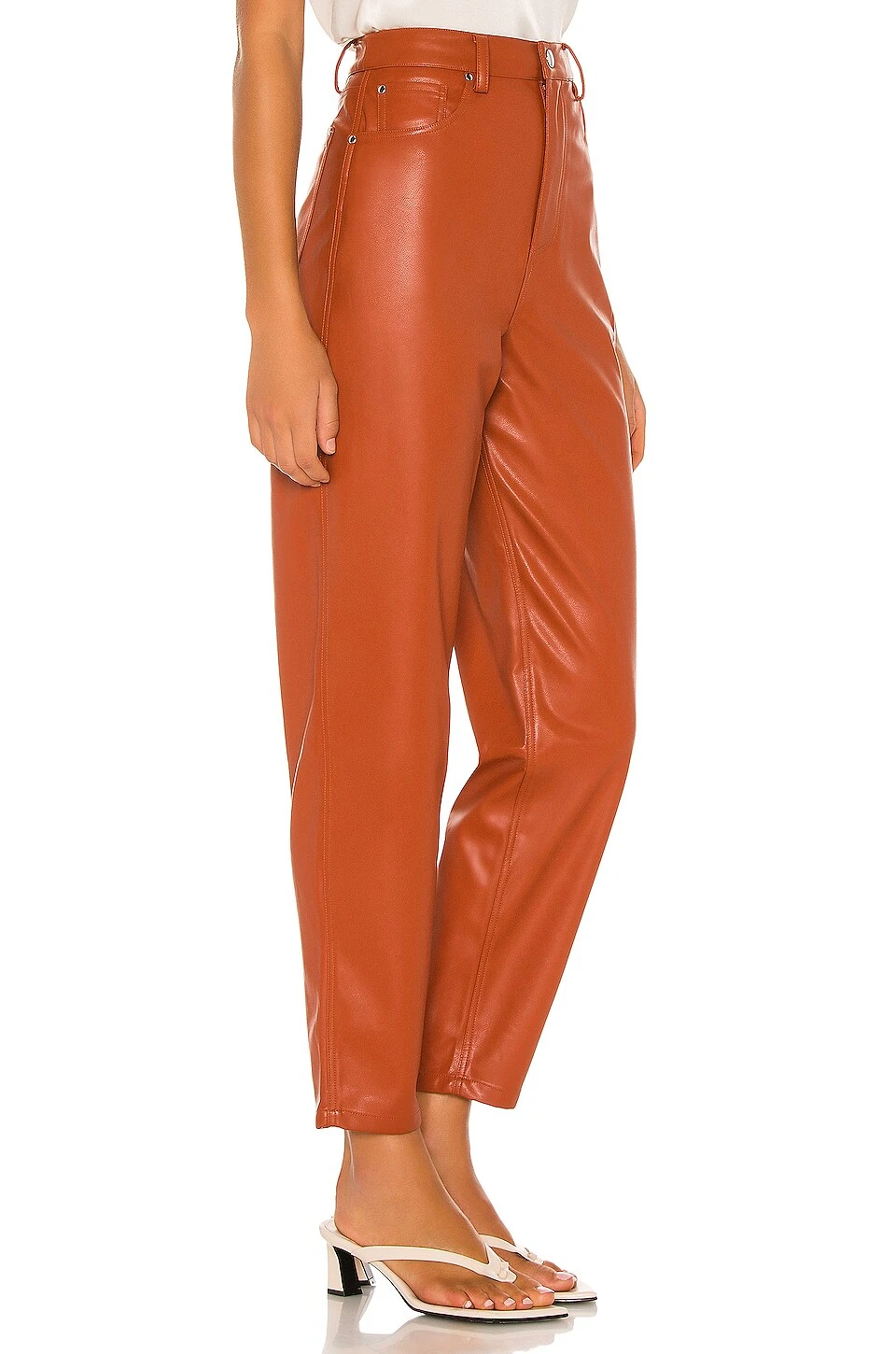 Dani Vegan Leather Boyfriend Pant Cognac 4 Dani Vegan Leather Boyfriend Pant Cognac - Image 2