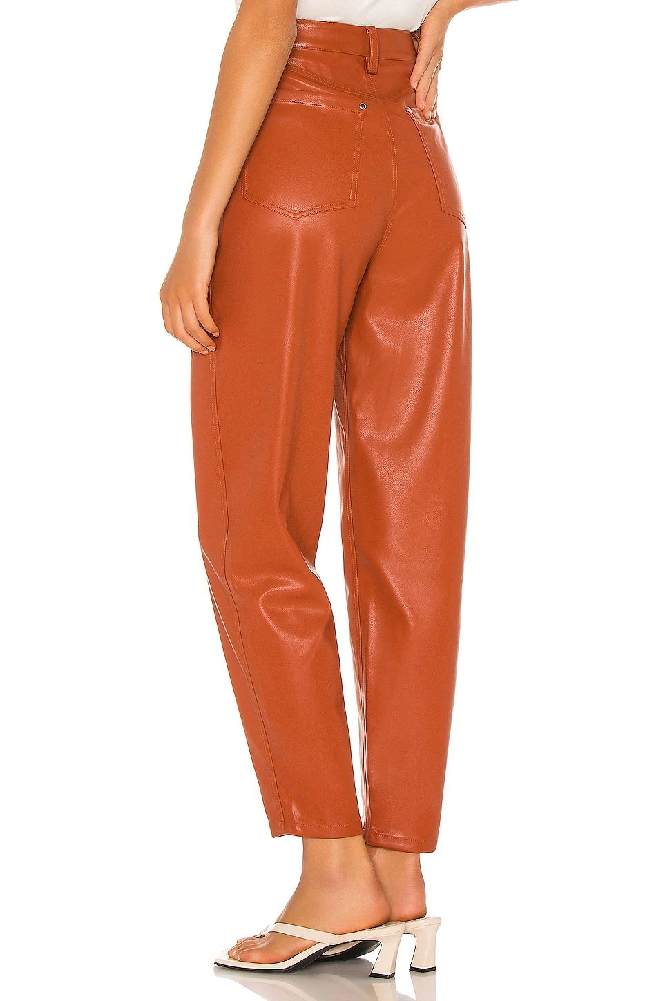 Dani Vegan Leather Boyfriend Pant Cognac 5 Dani Vegan Leather Boyfriend Pant Cognac - Image 3