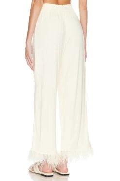 Feather Pull On Pant Ecru & Ecru Feathers -Hot Sale Clothing Store WWWR WP74 V3